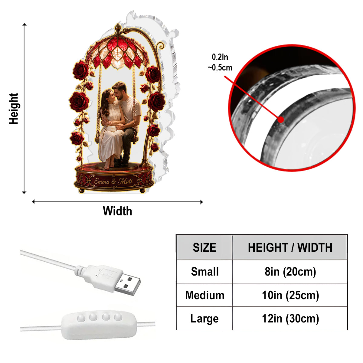 Any Photo You & Me - Personalized Couple Acrylic LED Night Light