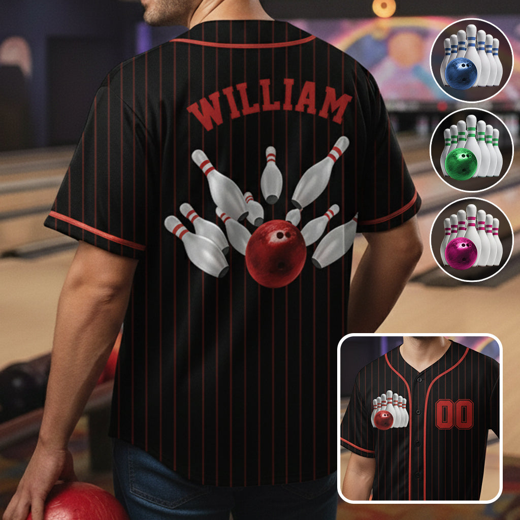 I'd Rather Be Bowling - Personalized Bowling Baseball Jersey