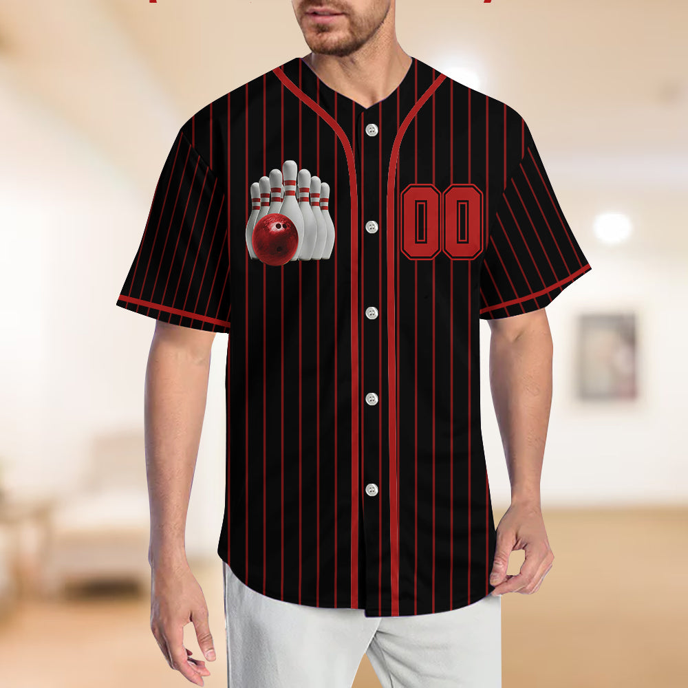 I'd Rather Be Bowling - Personalized Bowling Baseball Jersey