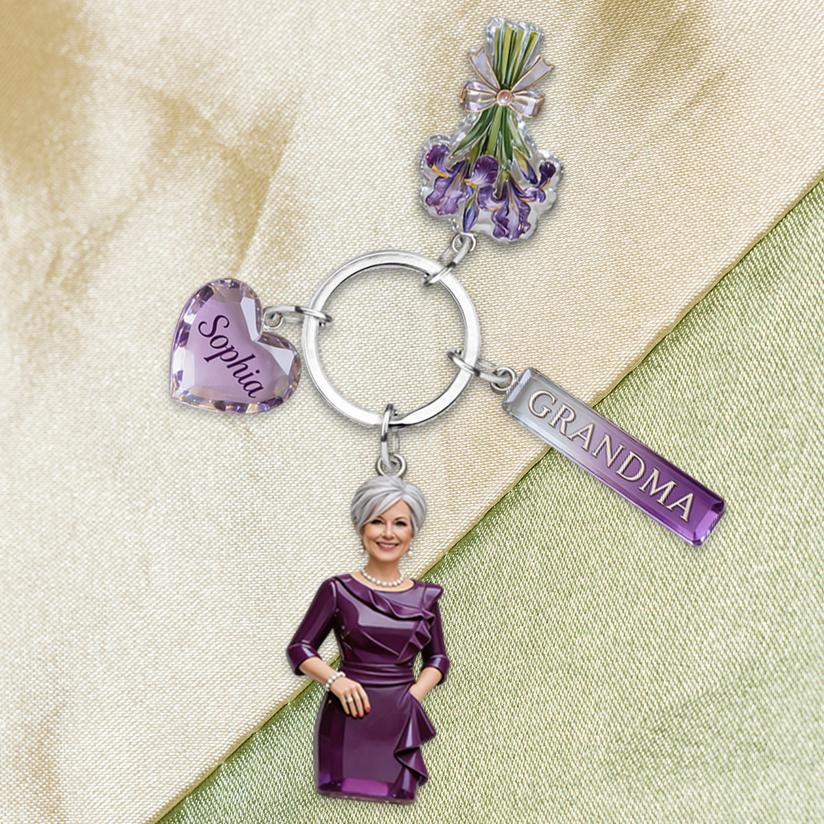 Custom Any Photo Gift For Grandma - Personalized Grandma Keychain With Charms