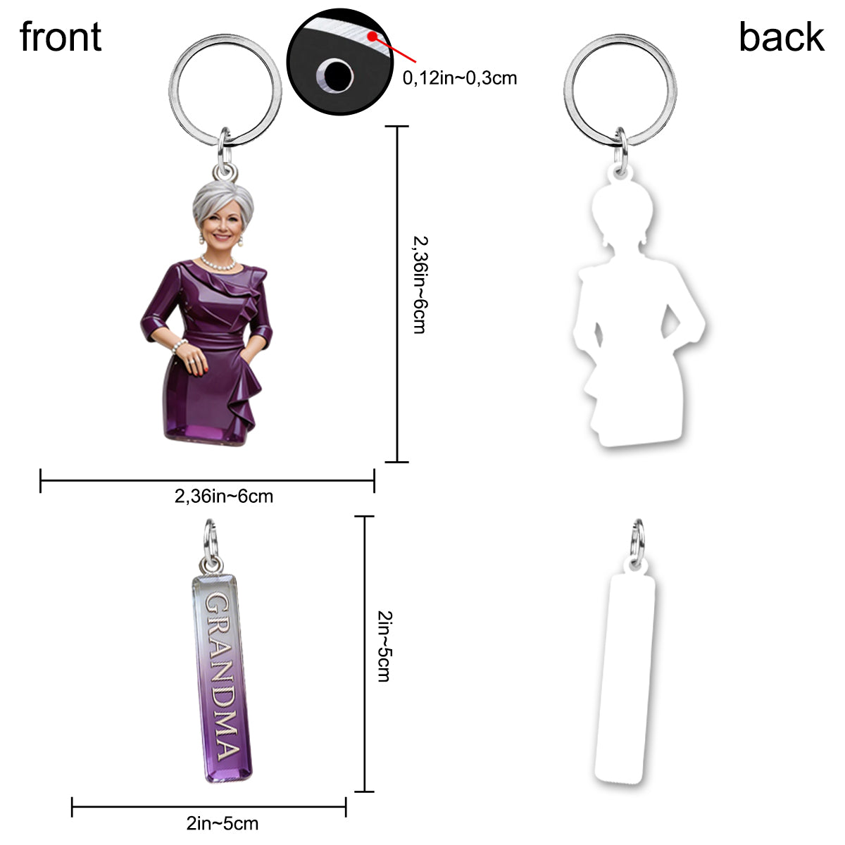 Custom Any Photo Gift For Grandma - Personalized Grandma Keychain With Charms