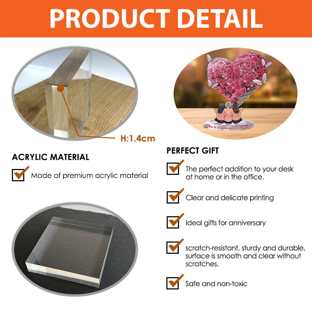 Mother And Daughters Forever Linked Together - Personalized Mother Custom Shaped Acrylic Plaque