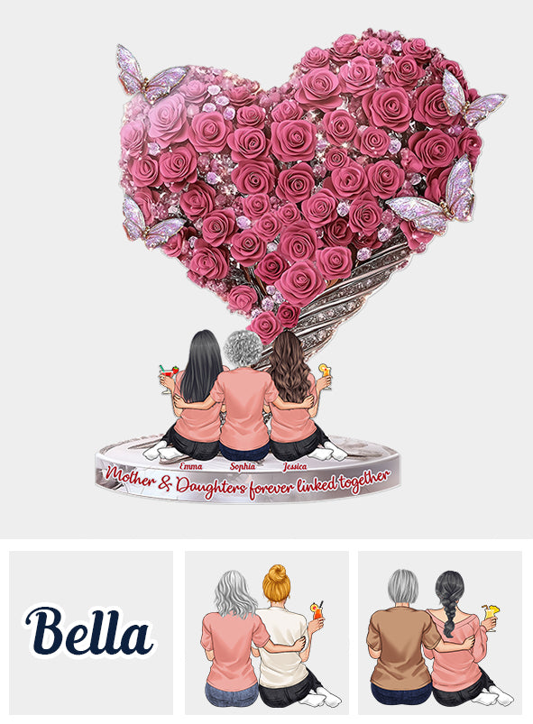 Mother And Daughters Forever Linked Together - Personalized Mother Custom Shaped Acrylic Plaque