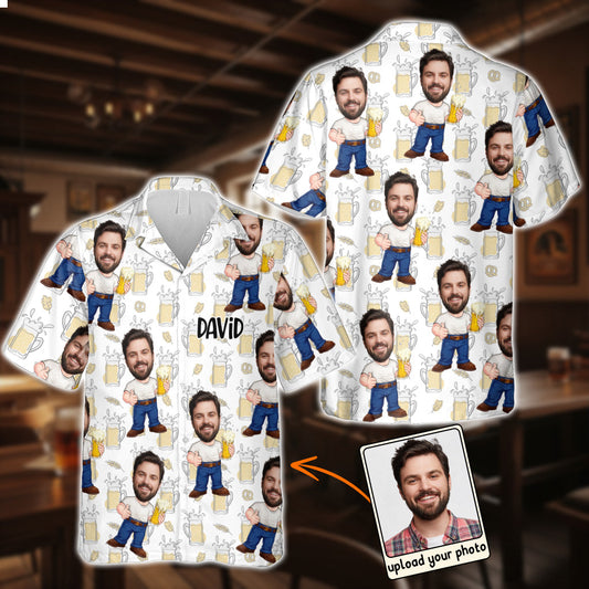 Funny Face Caricature Beer - Personalized Beer Hawaiian Shirt