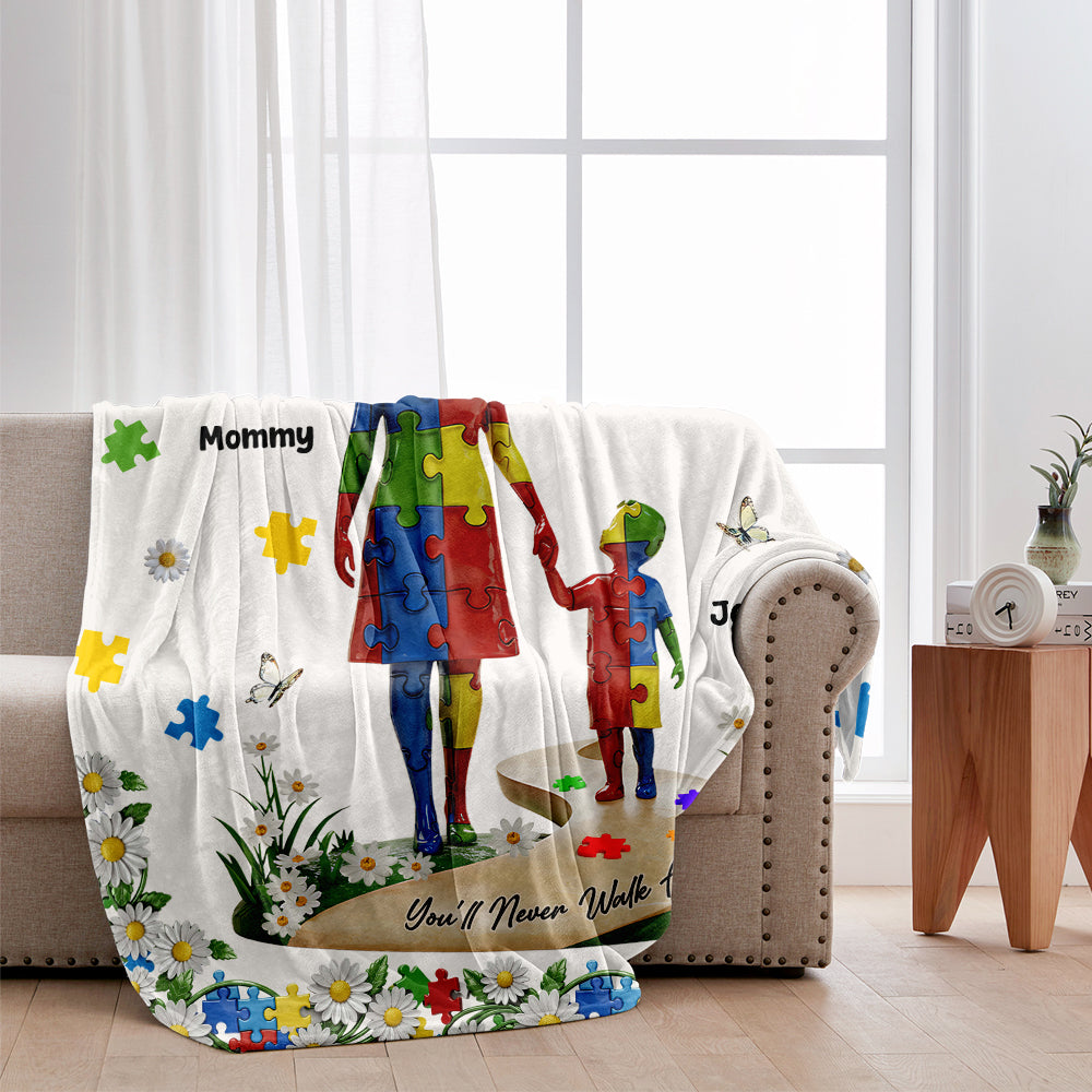 You'll Never Walk Alone - Personalized Autism Awareness Blanket