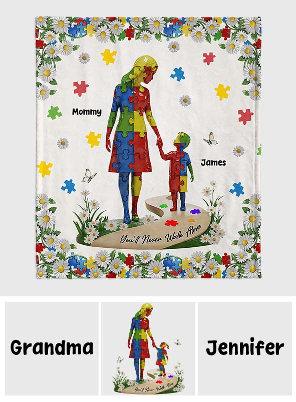 You'll Never Walk Alone - Personalized Autism Awareness Blanket