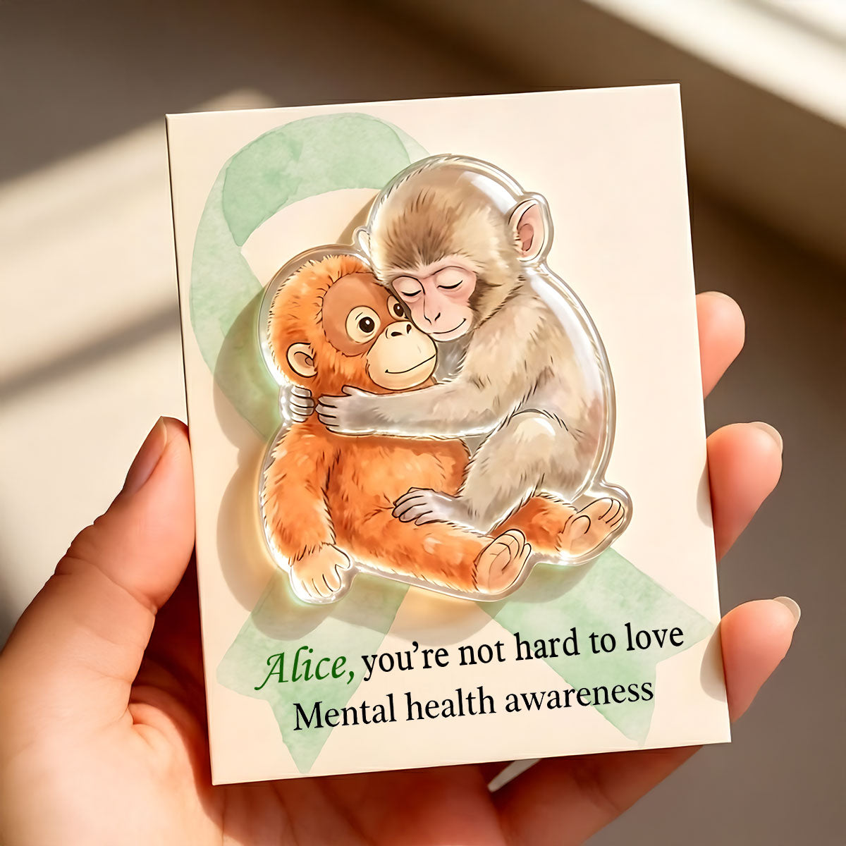 You're Not Hard To Love - Personalized Mental Health Awareness Pocket Hug Card
