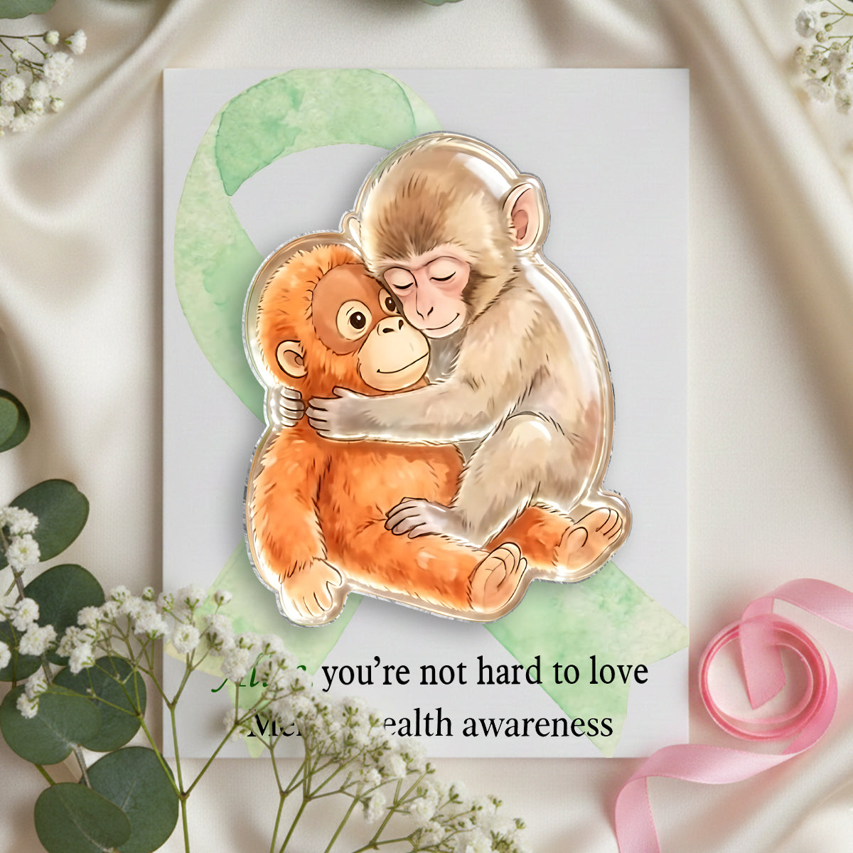 You're Not Hard To Love - Personalized Mental Health Awareness Pocket Hug Card