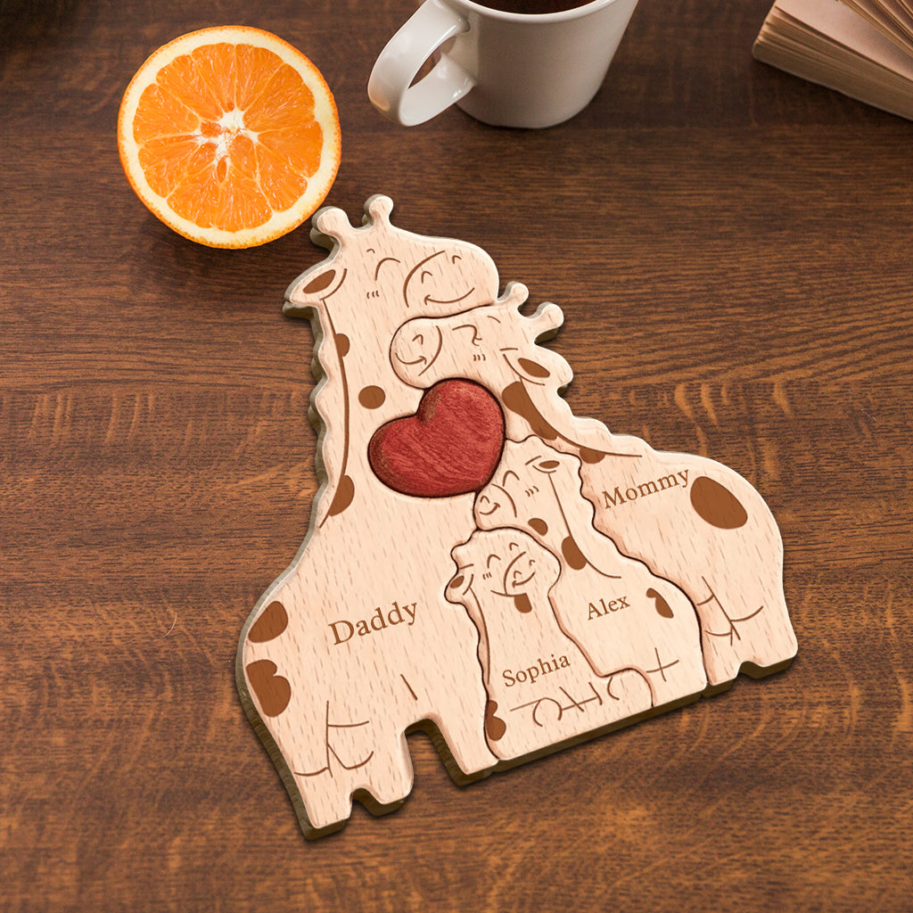 Happy Family - Personalized Family Shaped Wooden Puzzle