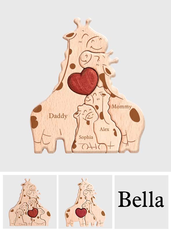 Happy Family - Personalized Family Shaped Wooden Puzzle