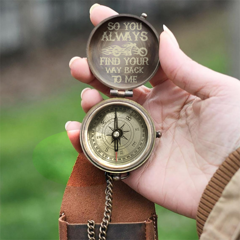 Find Your Way Back To Me - Personalized Biker Compass