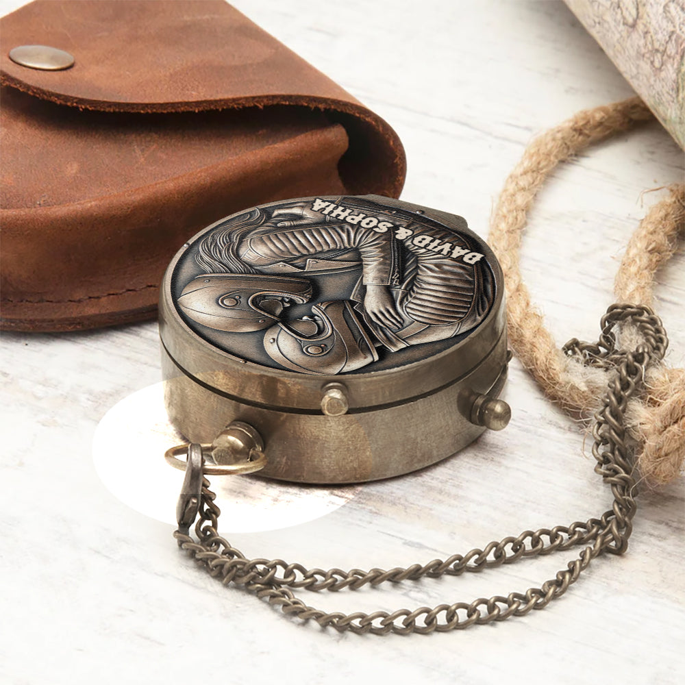 Find Your Way Back To Me - Personalized Biker Compass