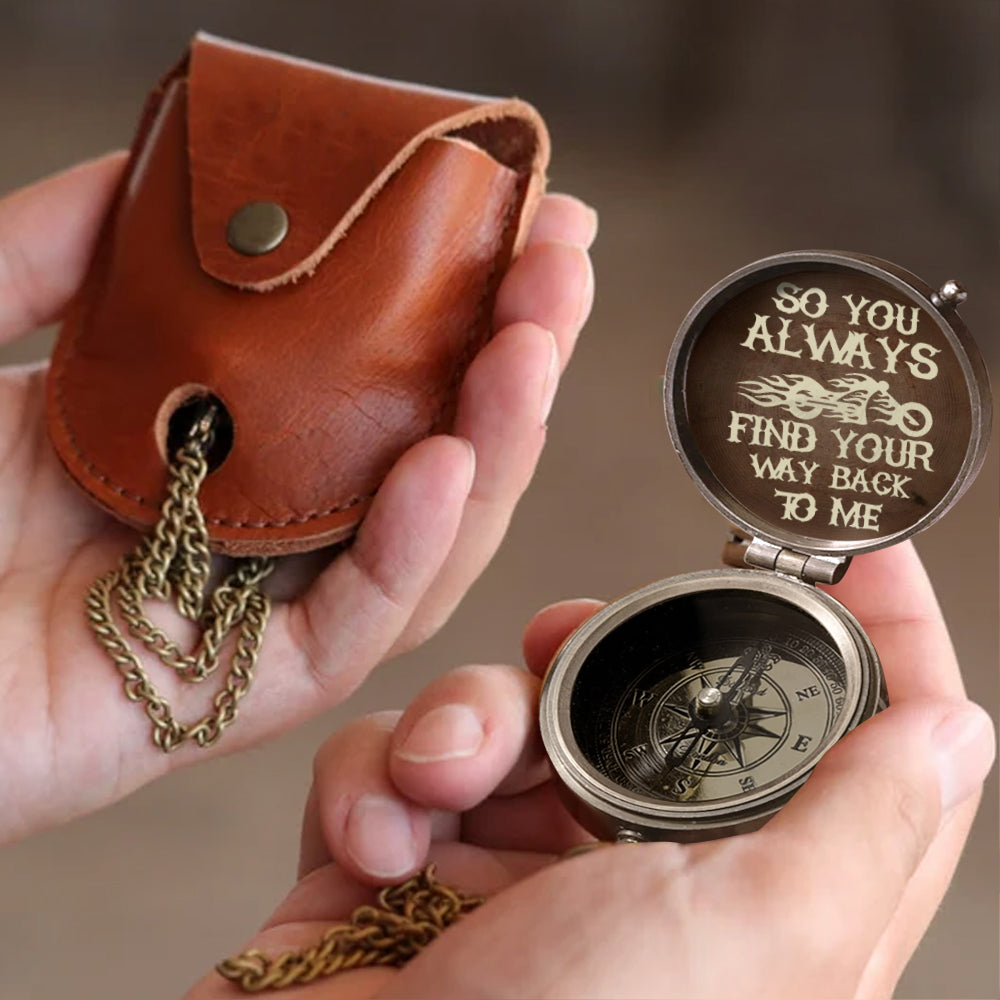 Find Your Way Back To Me - Personalized Biker Compass