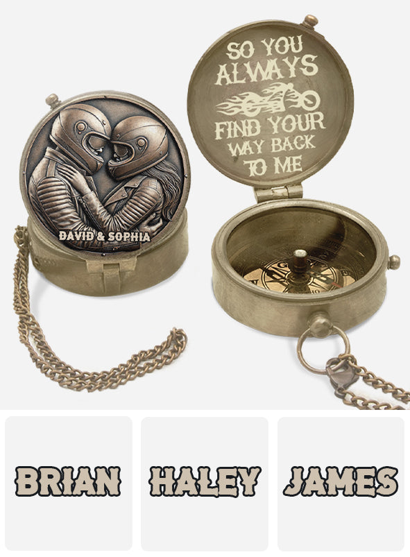 Find Your Way Back To Me - Personalized Biker Compass