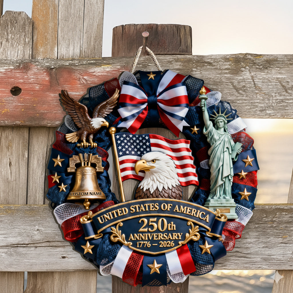 US 250th Anniversary - Personalized Patriot Custom Shaped Wood Sign