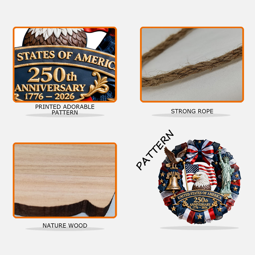 US 250th Anniversary - Personalized Patriot Custom Shaped Wood Sign