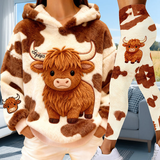 Cute Highland Cow - Personalized Highland Cow Hoodie and Leggings