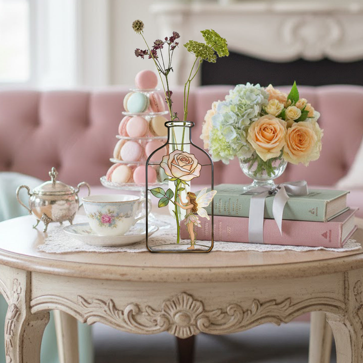 Custom Garden Fairy With Favorite Flower - Personalized Gardening Custom Shape Acrylic Flower Vase