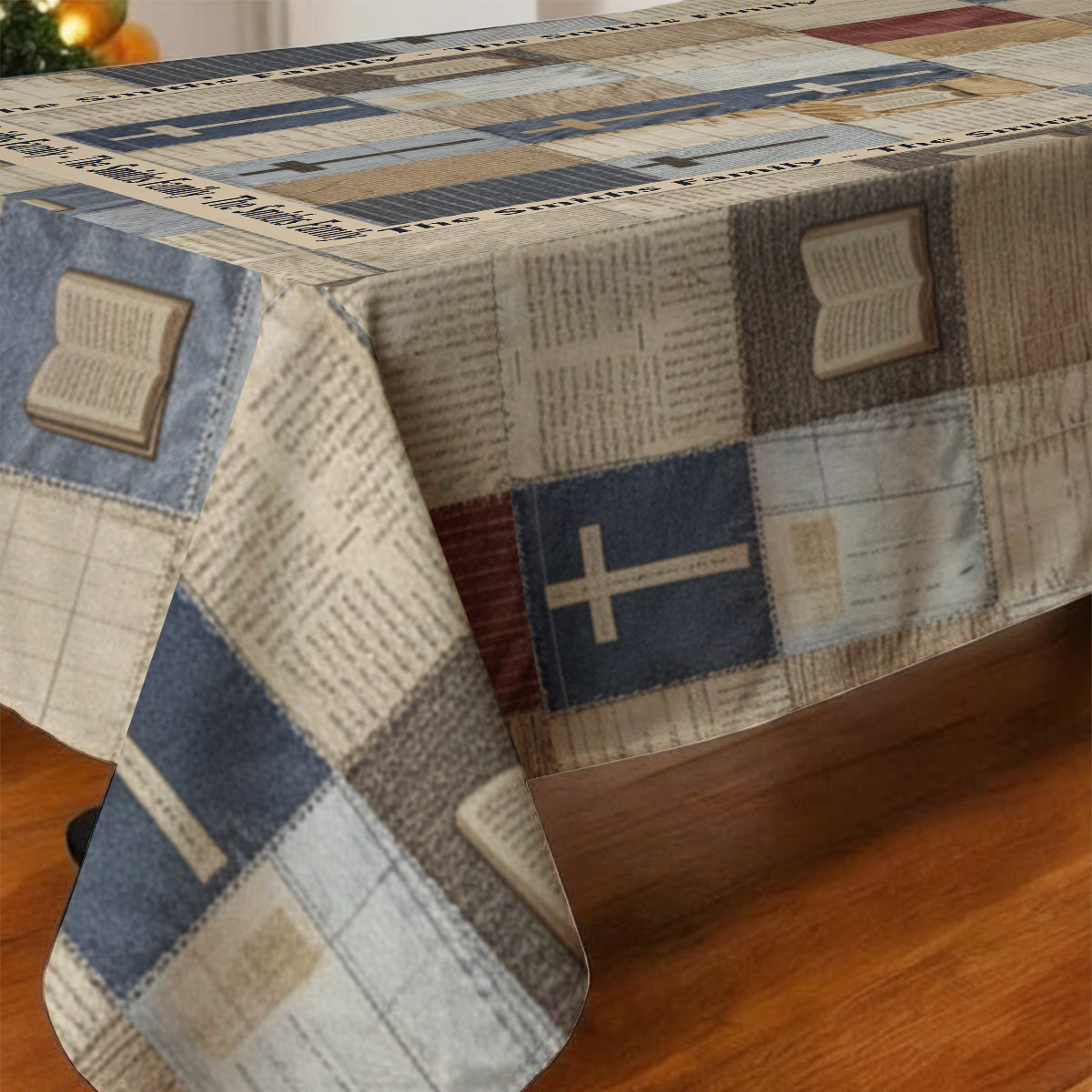 Patchwork Of Faith - Personalized Christian Table Cloth Cover