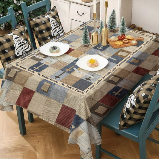 Patchwork Of Faith - Personalized Christian Table Cloth Cover