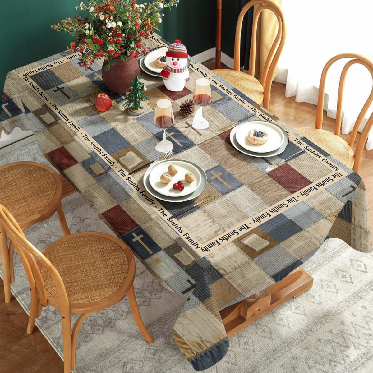 Patchwork Of Faith - Personalized Christian Table Cloth Cover