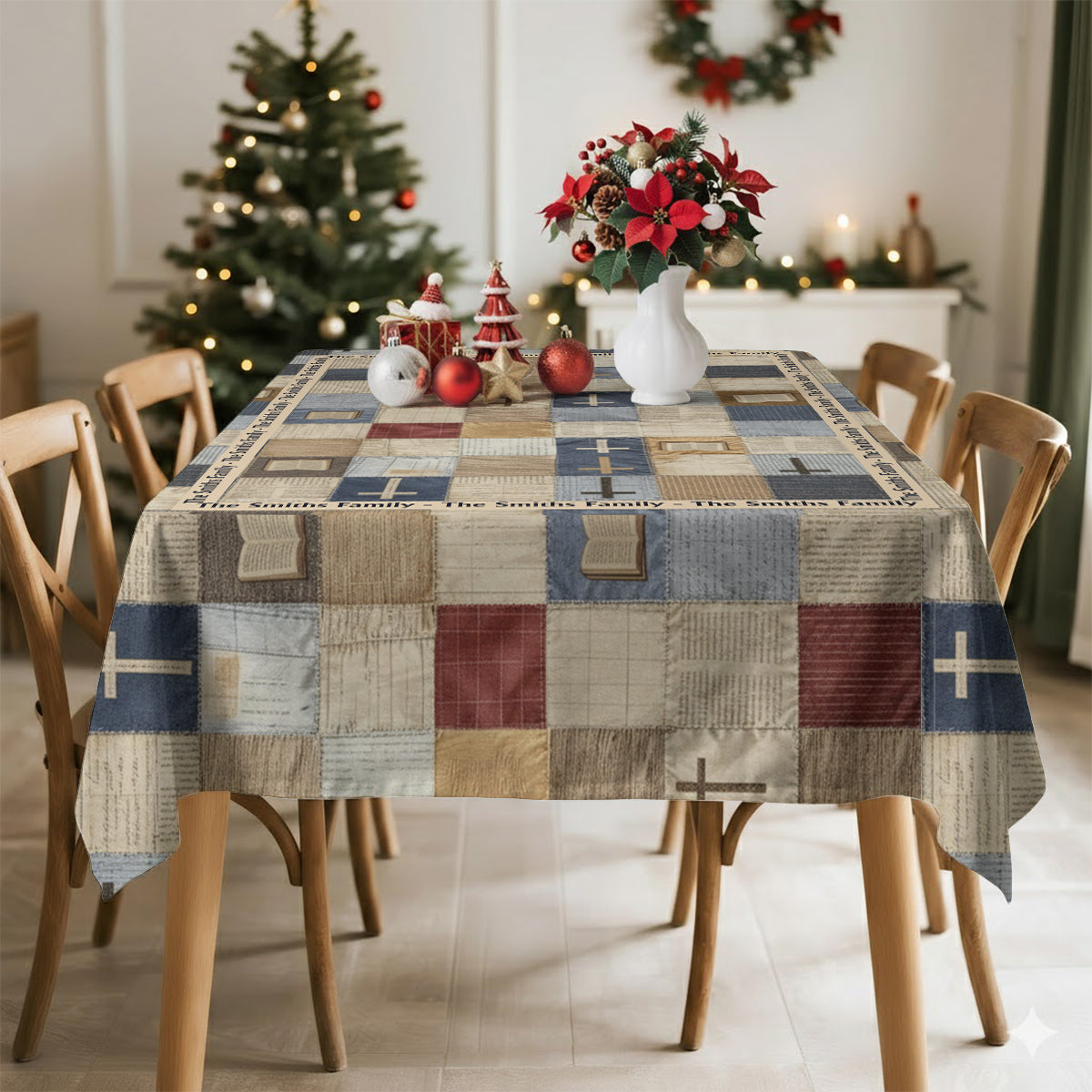 Patchwork Of Faith - Personalized Christian Table Cloth Cover