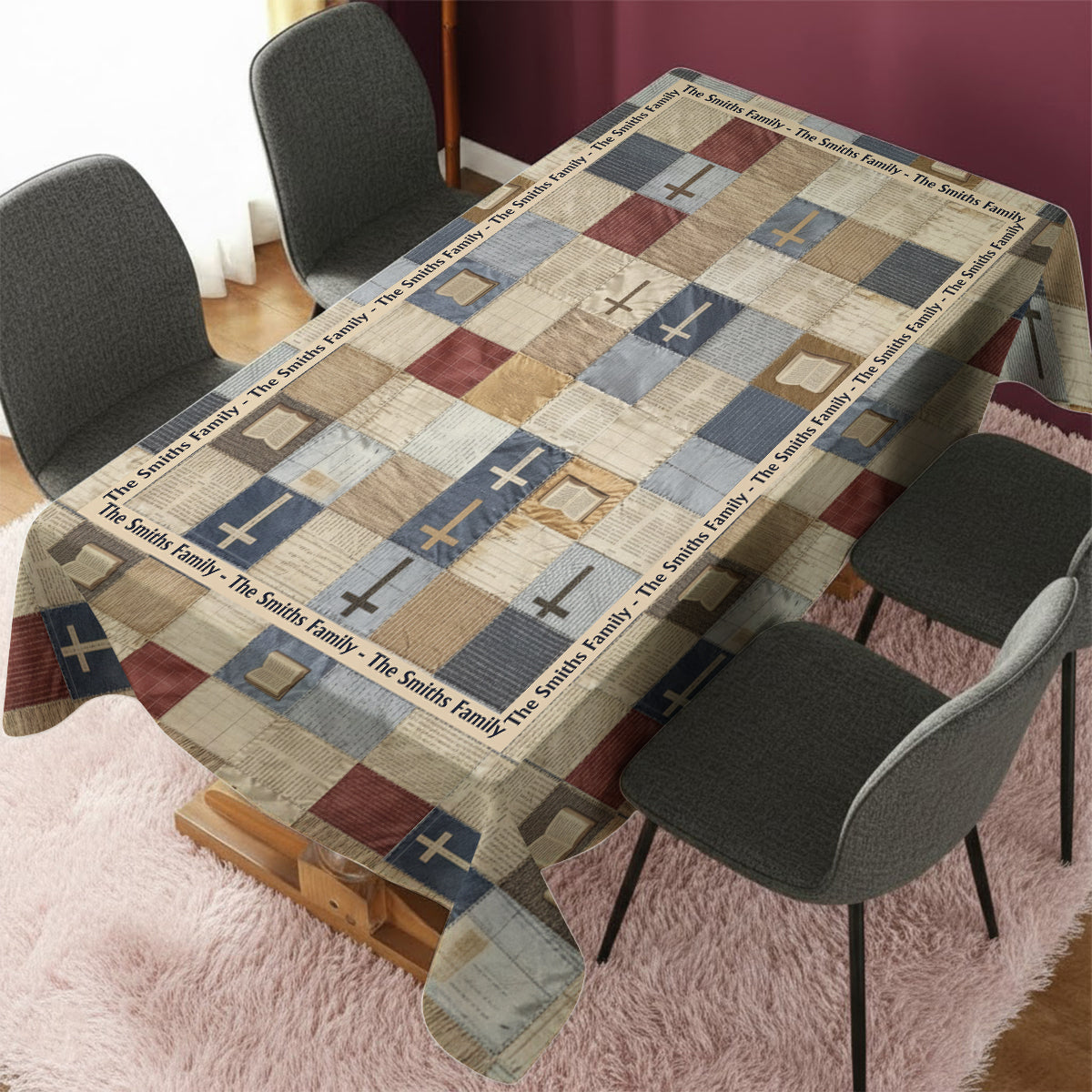 Patchwork Of Faith - Personalized Christian Table Cloth Cover