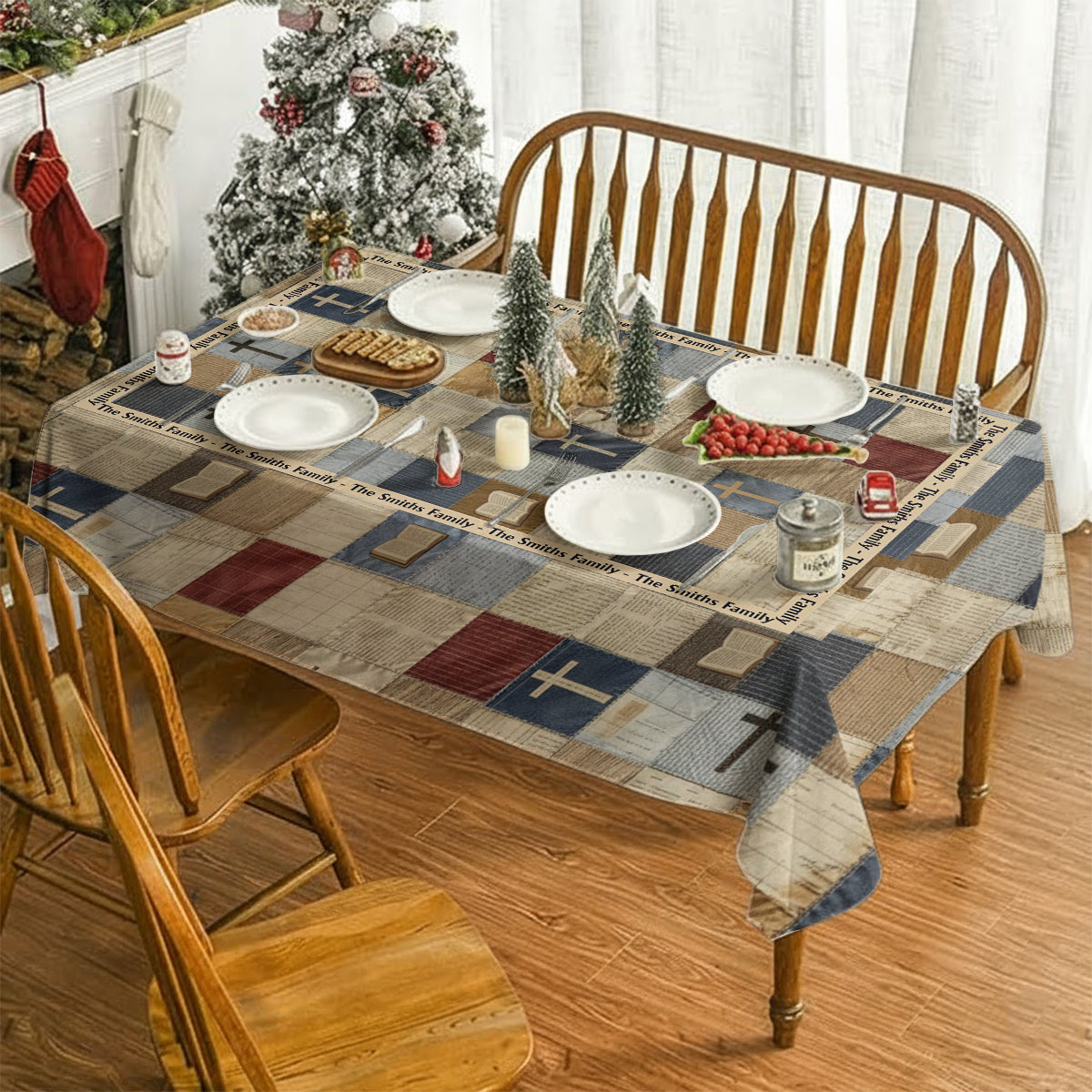 Patchwork Of Faith - Personalized Christian Table Cloth Cover