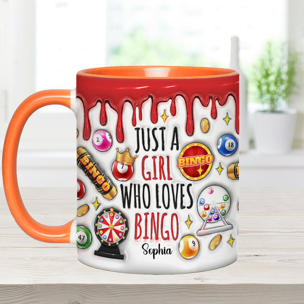 Just A Girl Who Loves Bingo - Personalized Bingo Player Accent Mug
