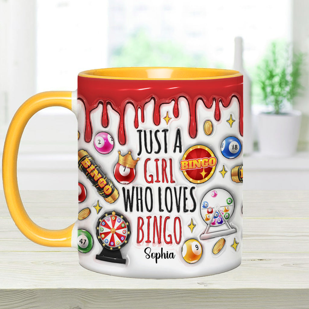 Just A Girl Who Loves Bingo - Personalized Bingo Player Accent Mug
