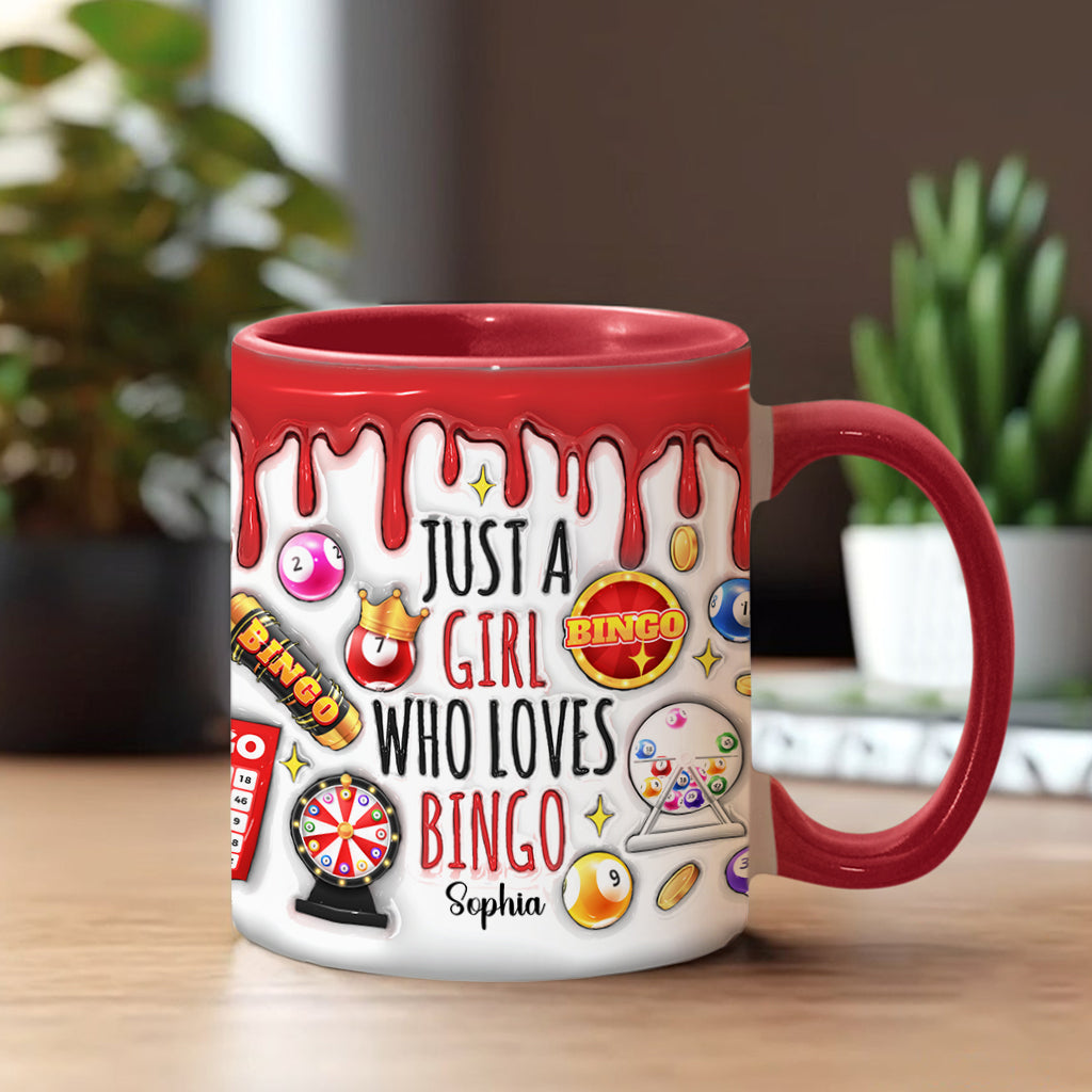 Just A Girl Who Loves Bingo - Personalized Bingo Player Accent Mug
