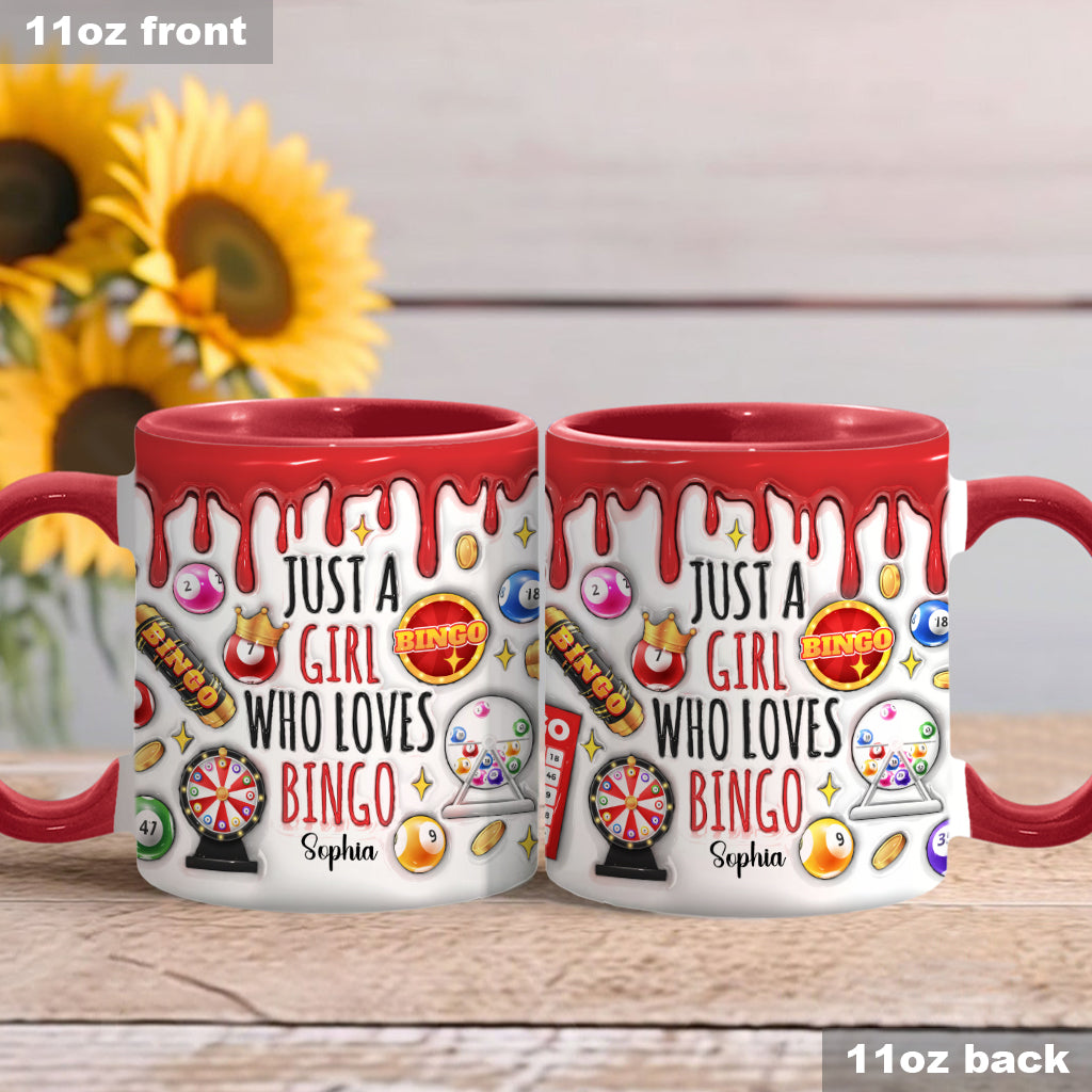 Just A Girl Who Loves Bingo - Personalized Bingo Player Accent Mug