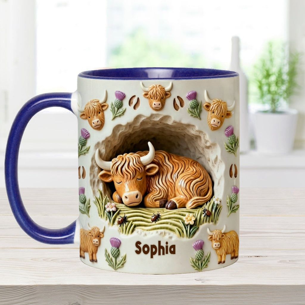 Rustic Farm Animal - Personalized Highland Cow Accent Mug