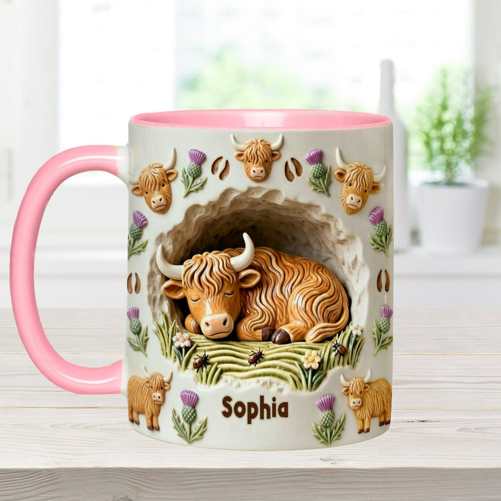 Rustic Farm Animal - Personalized Highland Cow Accent Mug