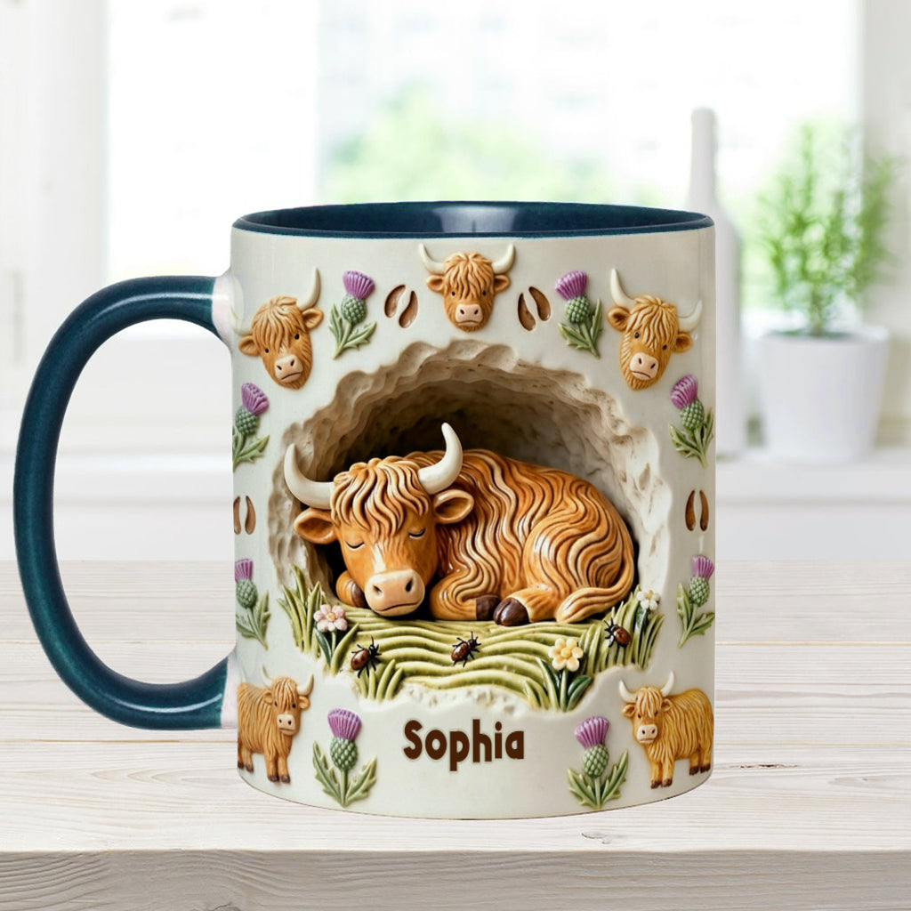 Rustic Farm Animal - Personalized Highland Cow Accent Mug