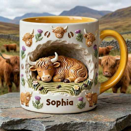 Rustic Farm Animal - Personalized Highland Cow Accent Mug