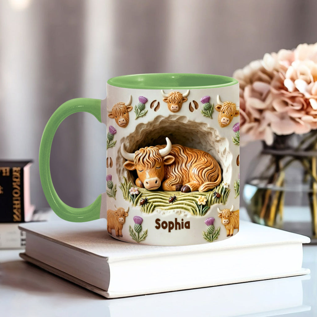 Rustic Farm Animal - Personalized Highland Cow Accent Mug