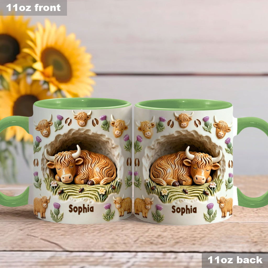 Rustic Farm Animal - Personalized Highland Cow Accent Mug