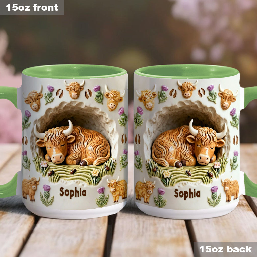 Rustic Farm Animal - Personalized Highland Cow Accent Mug