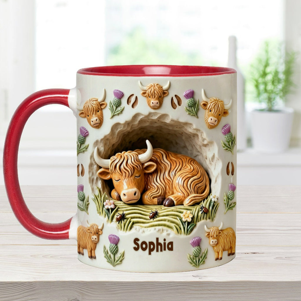 Rustic Farm Animal - Personalized Highland Cow Accent Mug