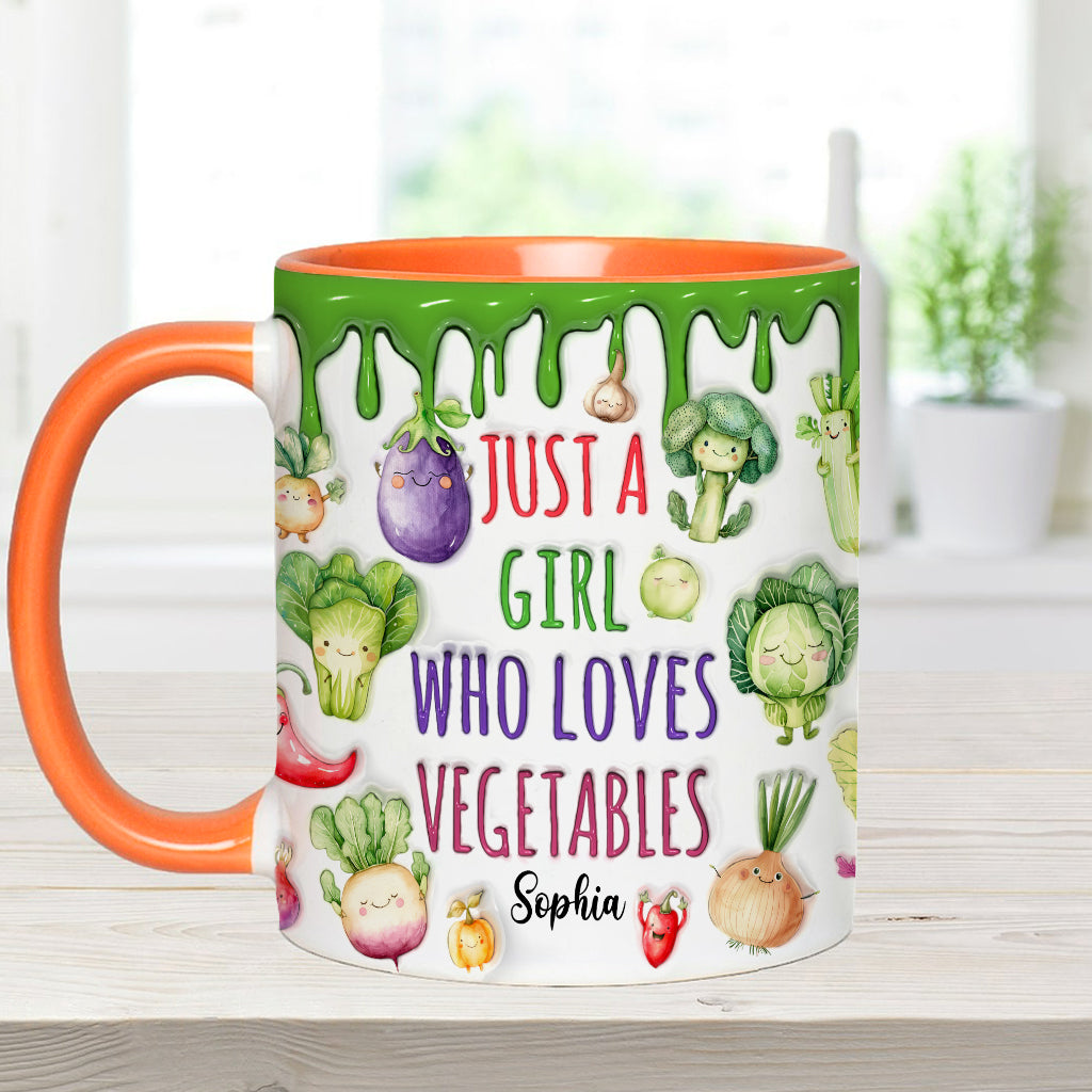 Vegan Girl Who Loves Vegetables - Personalized Veganism Accent Mug