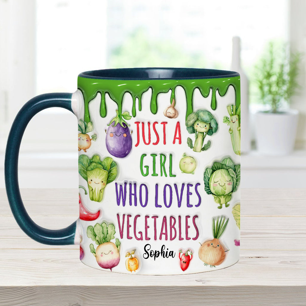 Vegan Girl Who Loves Vegetables - Personalized Veganism Accent Mug