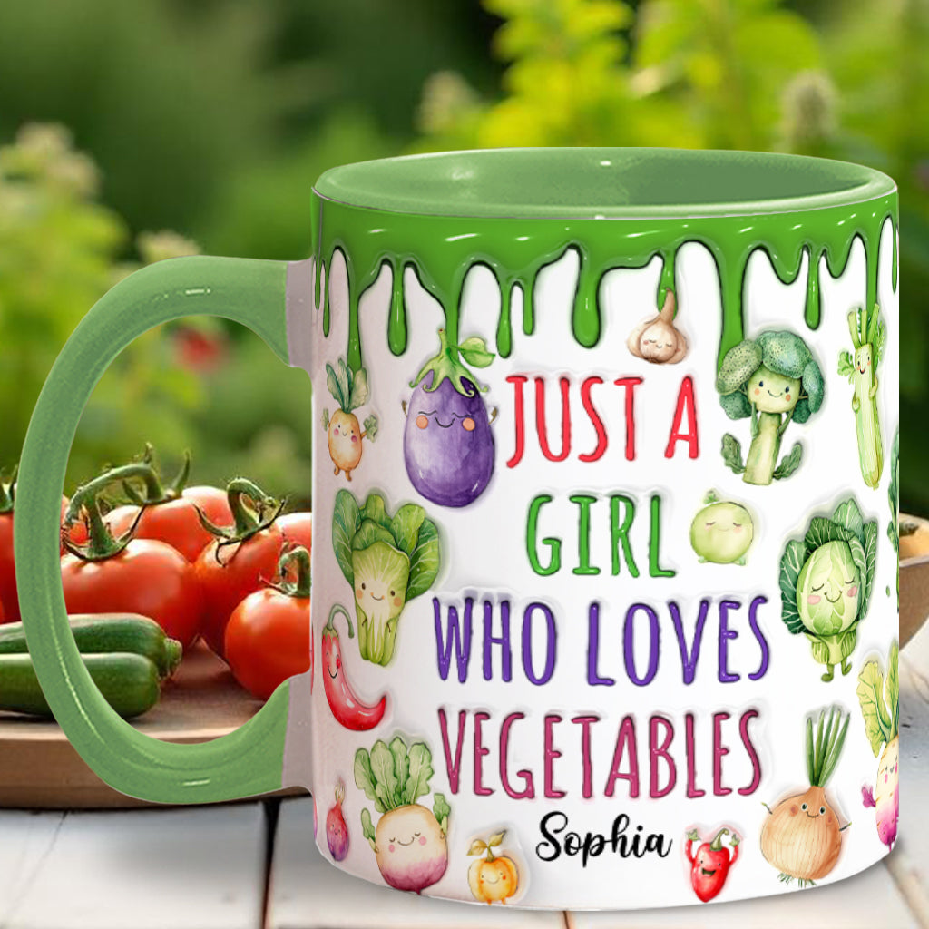 Vegan Girl Who Loves Vegetables - Personalized Veganism Accent Mug