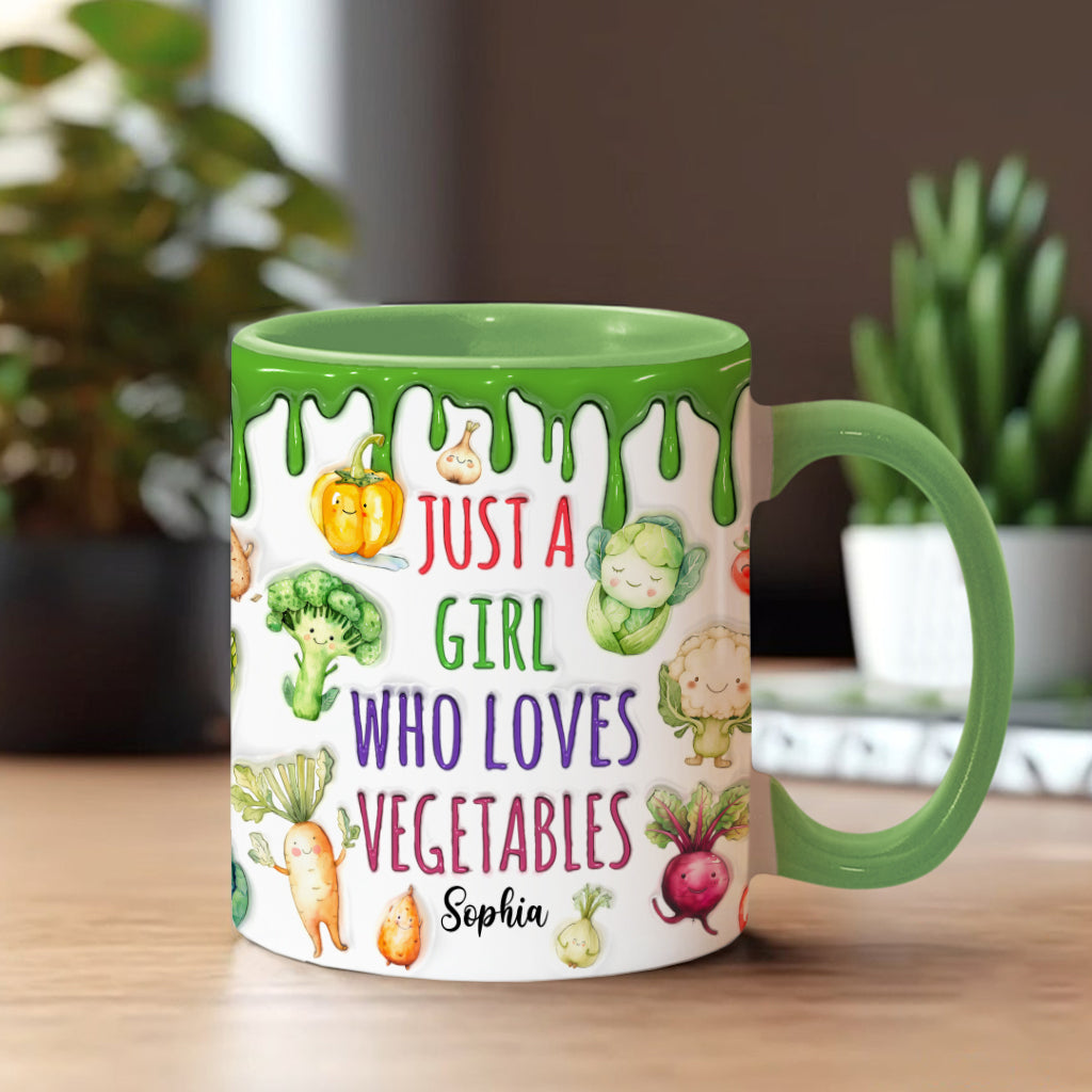 Vegan Girl Who Loves Vegetables - Personalized Veganism Accent Mug