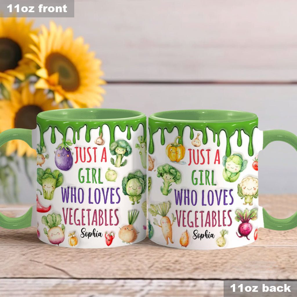Vegan Girl Who Loves Vegetables - Personalized Veganism Accent Mug