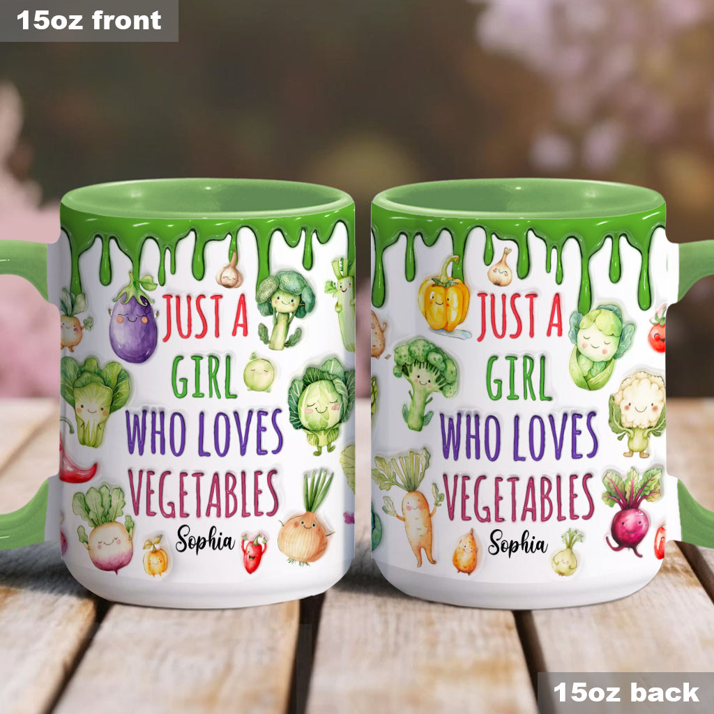 Vegan Girl Who Loves Vegetables - Personalized Veganism Accent Mug