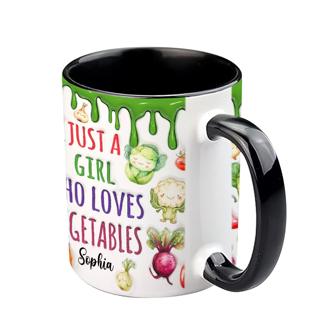 Vegan Girl Who Loves Vegetables - Personalized Veganism Accent Mug