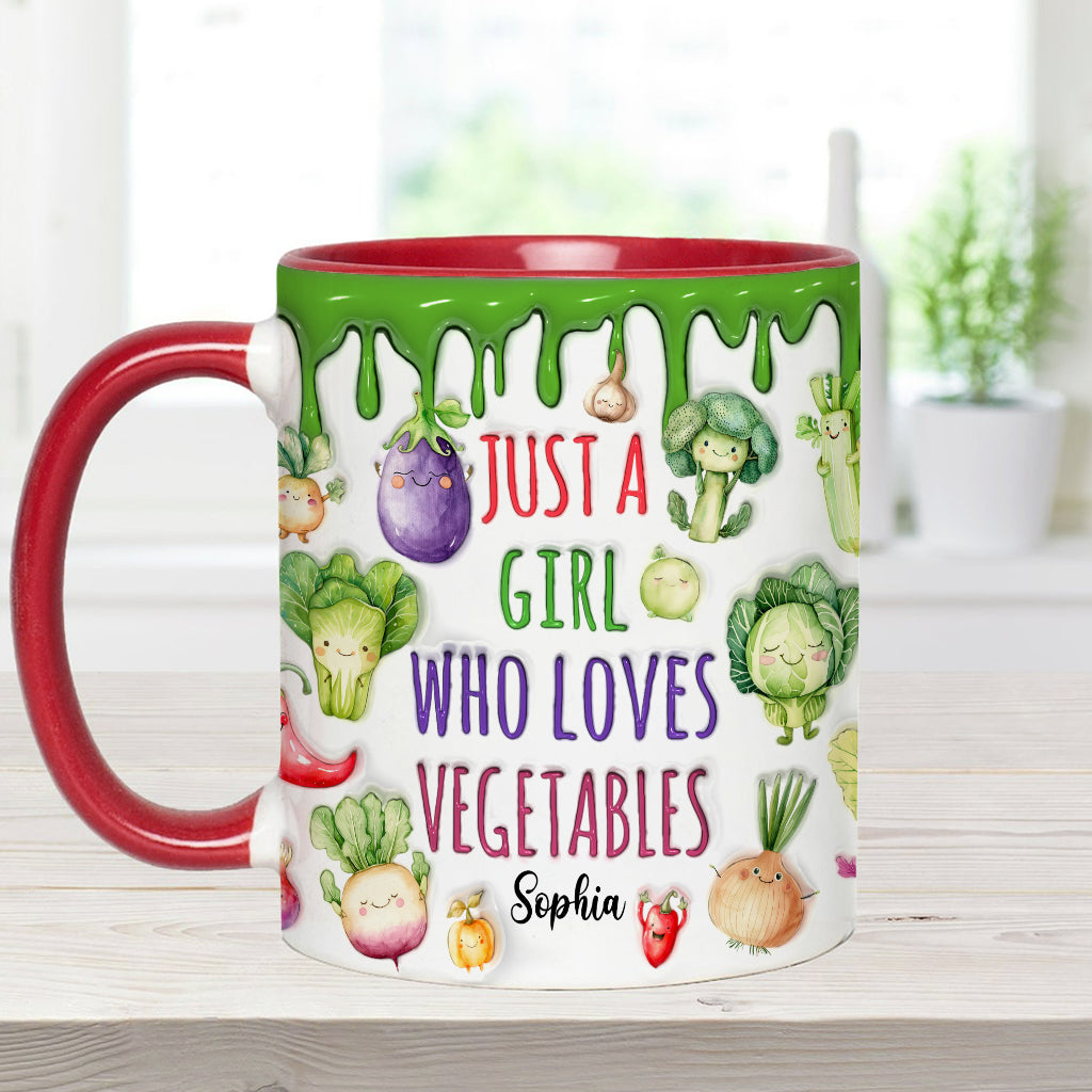 Vegan Girl Who Loves Vegetables - Personalized Veganism Accent Mug