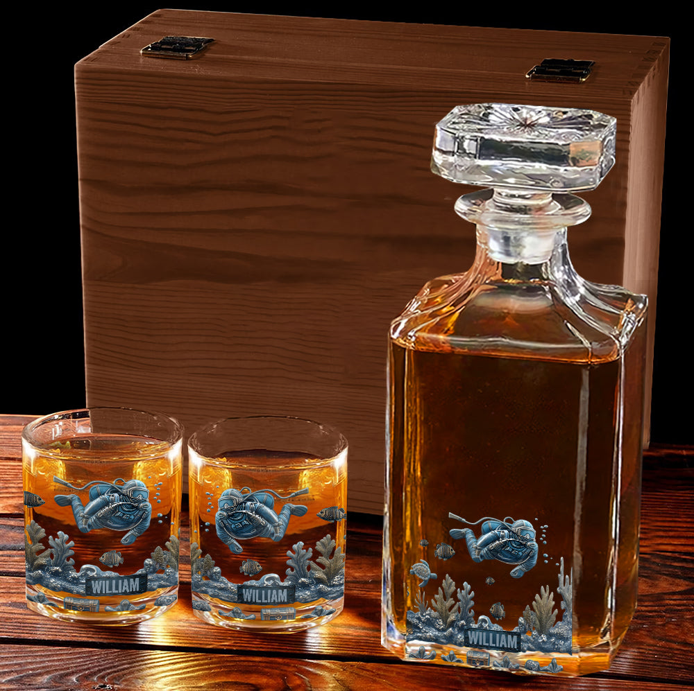 Ocean's Deep - Personalized Scuba Diving Whiskey Glass