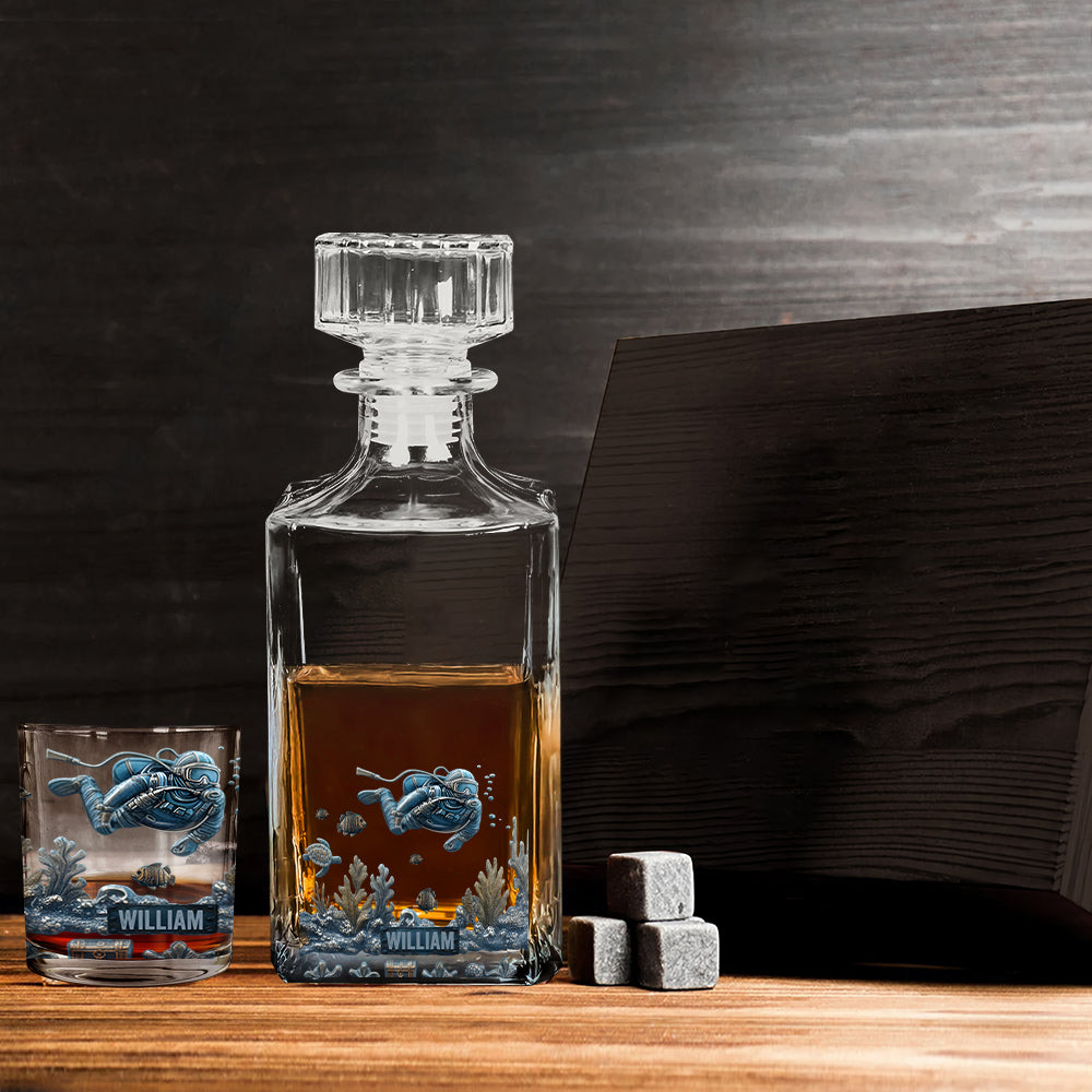 Ocean's Deep - Personalized Scuba Diving Whiskey Glass